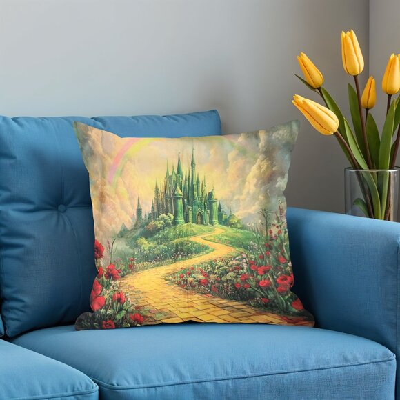Wicked or Wizard Oz Inspired Emerald City Throw Pillow Cushion Included!!! 18x18 - Picture 5 of 7
